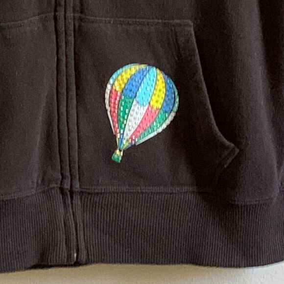 PINK Victorias Secret Jacket Womens S/P Black Logo Bling Sequin Hoodie Full Zip - Picture 6 of 14